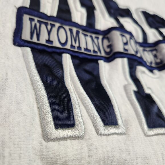 Vtg 90s Wyoming Police Department Sweater Size L Embroidered Spellout Streetwear - Picture 3 of 10
